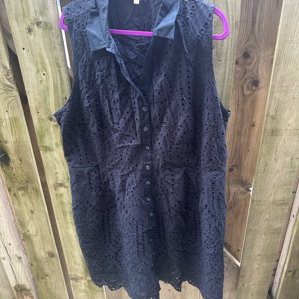 Navy Blue Sleeveless Buttoned Mini Dress size 20